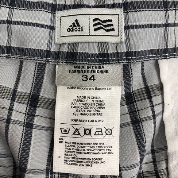 Adidas Men's Size 34 Grey Black Plaid Print Zip Fly Golf Shorts Stretch - Picture 10 of 11